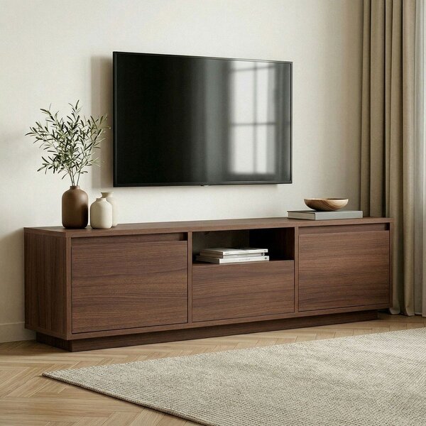 TV stolek v dekoru ořechu v tmavě přírodní barvě 160x42x30 cm Sentinel – Kalune Design