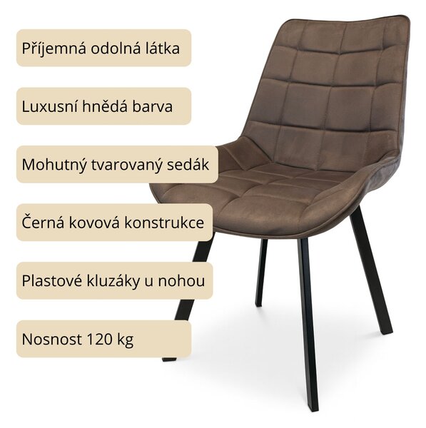 Vikio Židle jídelní hnědá látka v dekoru broušené kůže AJZ130H