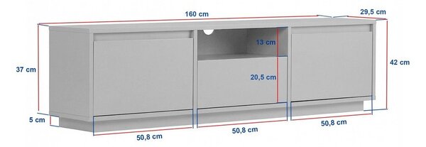 Bílý/v přírodní barvě TV stolek v dekoru borovice 160x42x30 cm Sentinel – Kalune Design
