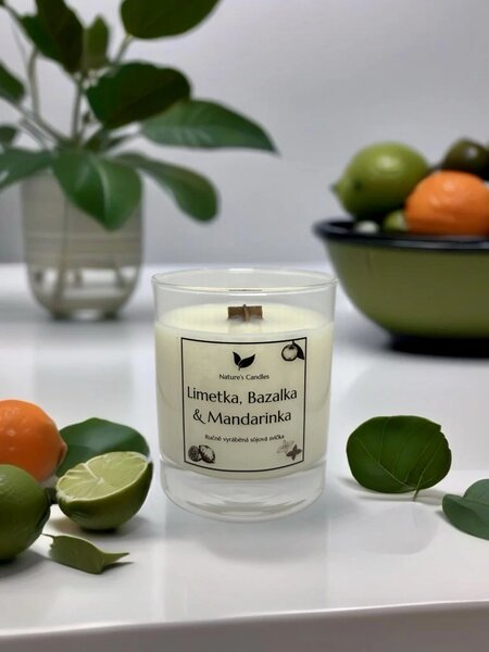 Sójová svíčka - Limetka, Bazalka & Mandarinka