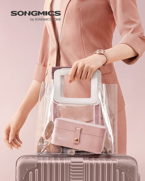 SONGMICS Šperkovnice cestovní dvě vrstvy 11 x 16 x 8 cm růžová