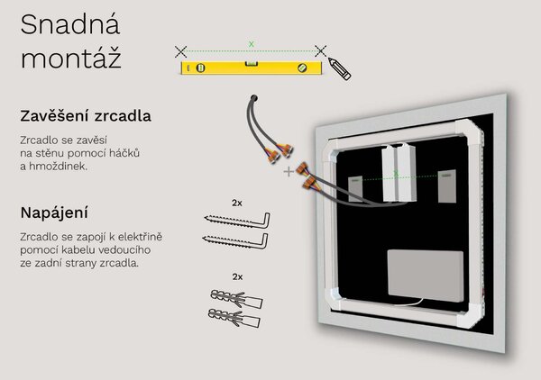 SMART Zrcadlo do koupelny s LED osvětlením M24 + SmartScreen with Google TV