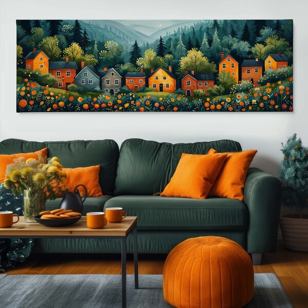 Obraz na plátně - Kouzelná vesnička Foriste FeelHappy.cz Velikost obrazu (šířka x výška): 120 x 40 cm