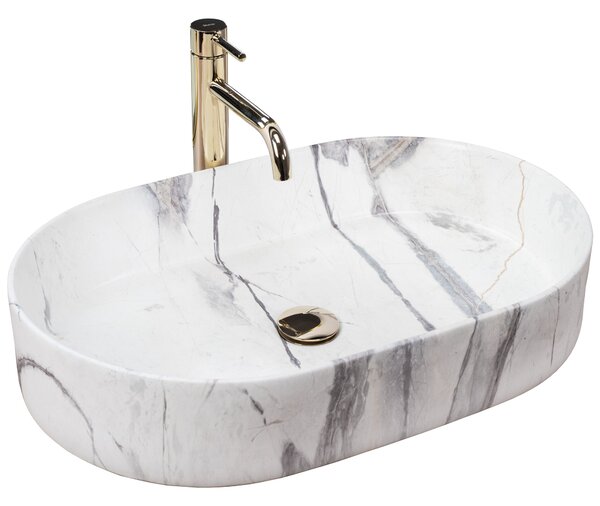Rea Nadia Sand, umyvadlo na desku 60x38x13 cm, imitace kamene Sand, REA-U5800
