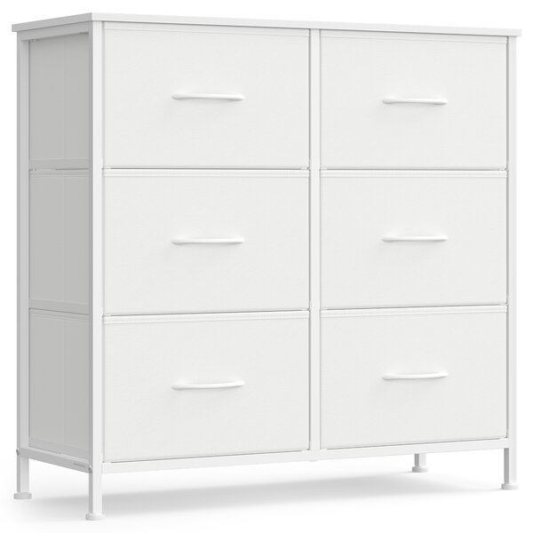 SONGMICS Komoda 6 látkových zásuvek 77 x 74 x 30 cm bílá