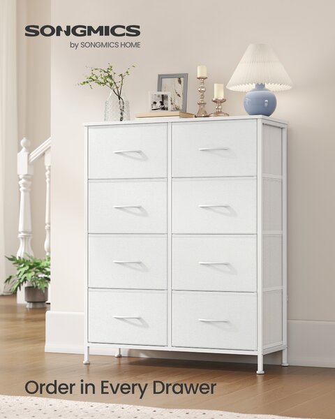 SONGMICS Komoda 8 látkových zásuvek 77 x 95 x 30 cm bílá