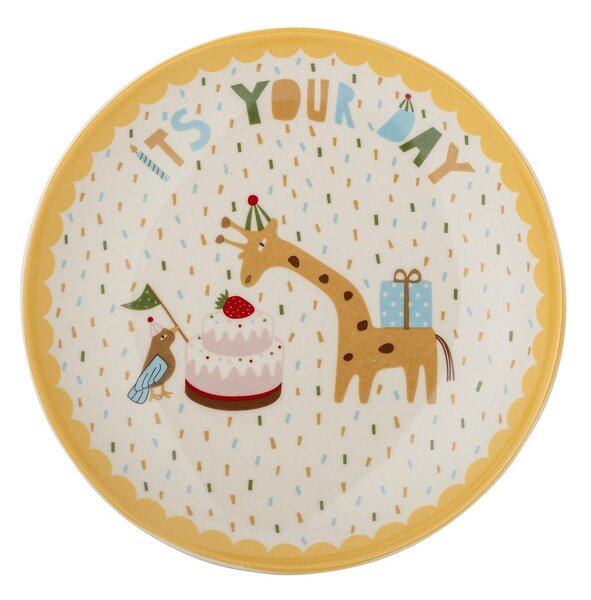 Žlutý/krémový dětský talíř z kameniny ø 16 cm Celebrate – Bloomingville Mini