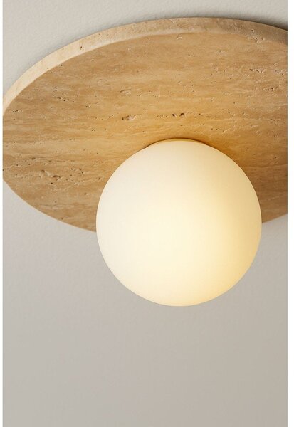 Béžové kamenné stropní svítidlo se skleněným stínidlem ø 12 cm Hilde – Opviq lights