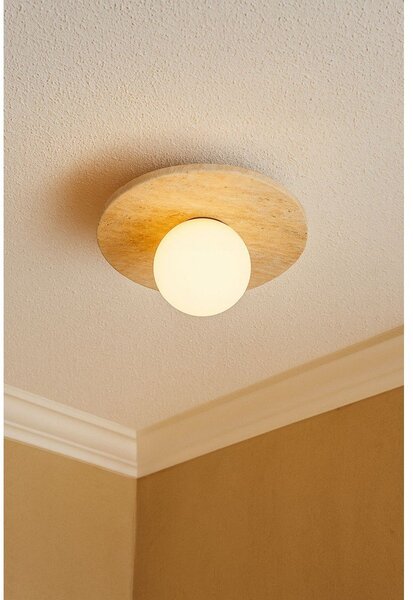 Béžové kamenné stropní svítidlo se skleněným stínidlem ø 12 cm Hilde – Opviq lights