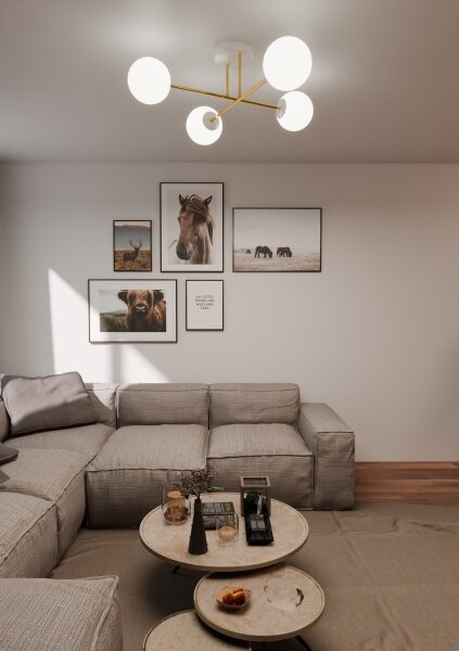 Lustr na tyči MAGNUM 4xE14/10W/230V bílá/zlatá