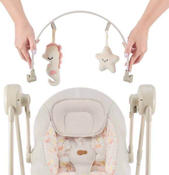 KINDERKRAFT - Dětská houpačka s melodií SWINGEE béžová 4xAAA/230V