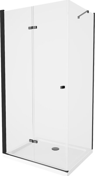 Mexen Lima sprchový kout, dveře skládací 70 x 80 cm, transparentní, černá + vanička Flat, bílá - 856-070-080-70-00-4010B