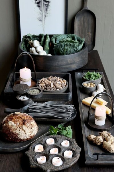 Granitový antik dřevěný servírovací podnos s uchy Tours Tray - 30*40 cm - Chic Antique