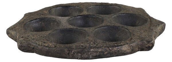 Černý antik kamenný svícen na malé svíčky Grimaud Unit - Ø 25*2,5 cm - Chic Antique