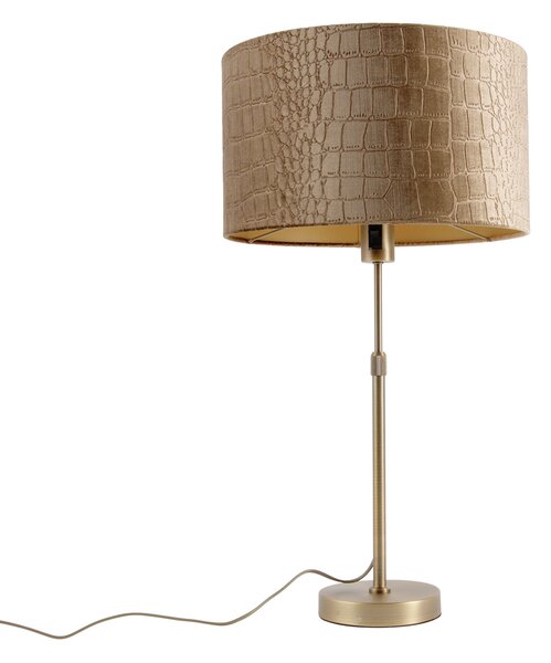 Stolní lampa bronzová se sametovým stínidlem krokodýl 35cm - Parte