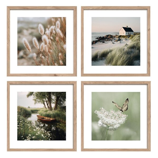 Tištěné obrazy v sadě 4 ks s rámem 30x30 cm Subtle Nature – Styler