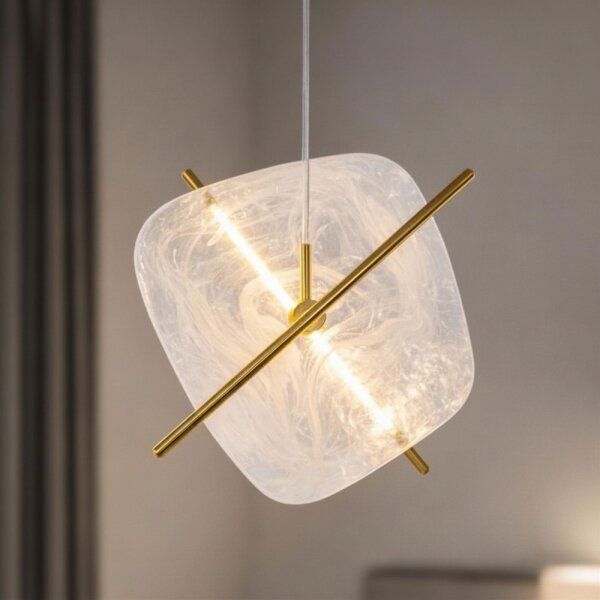 LED Lustr na lanku RELAX LED/15W/230V zlatá/bílá