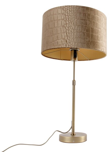Stolní lampa bronzová se sametovým stínidlem krokodýl 35cm - Parte