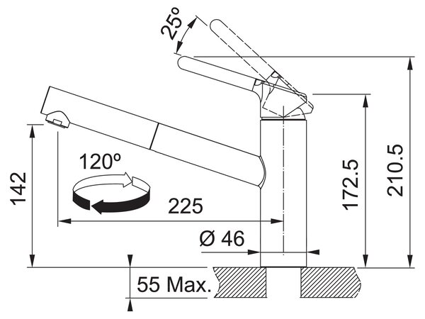 Kuchyňská baterie Franke FC 3055.031 ORBIT Chrom 115.0623.055