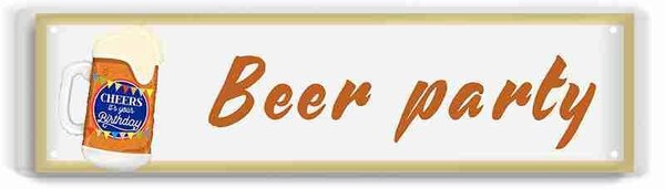 Ceduľa Beer Party 40cm x 10cm Plechová tabuľa
