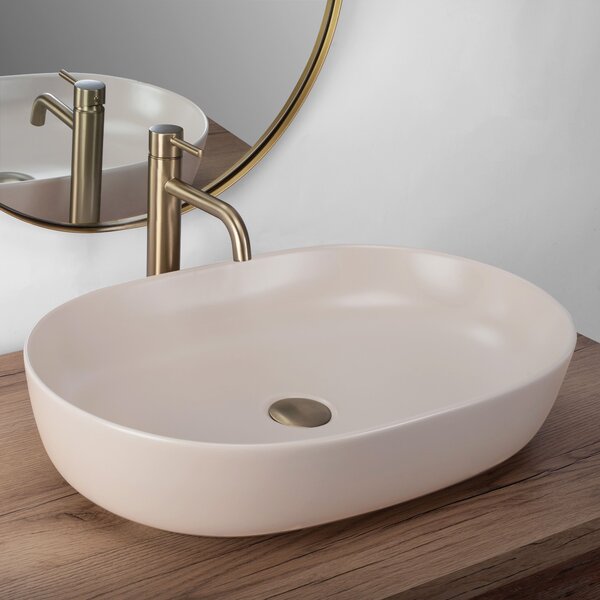 Rea Cleo, umyvadlo na desku 605x410x140 mm, béžová matná, REA-U9655