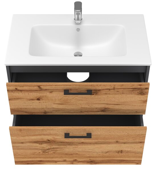 Lavedo Afina Piedra Grey/Wotan Oak 80 koupelnová skříňka s umyvadlem