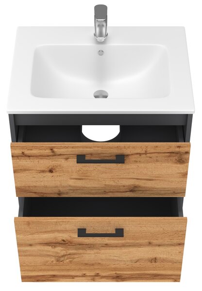 Lavedo Afina Piedra Grey/Wotan Oak 60 koupelnová skříňka s umyvadlem
