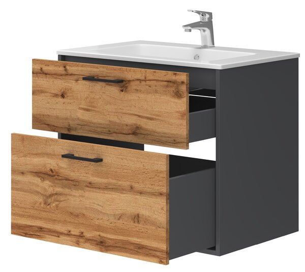 Lavedo Afina Piedra Grey/Wotan Oak 70 koupelnová skříňka s umyvadlem
