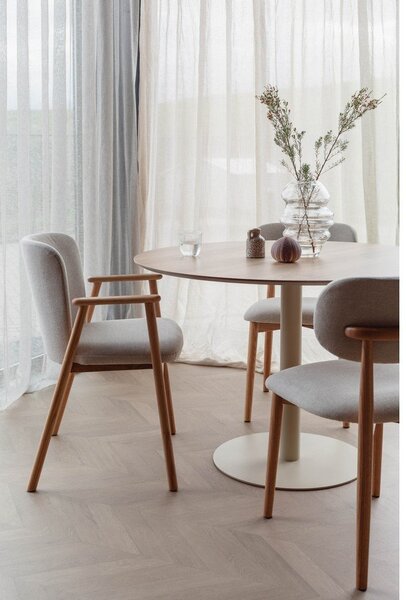 Kulatý jídelní stůl s deskou v dubovém dekoru ø 110 cm Steven – White Label