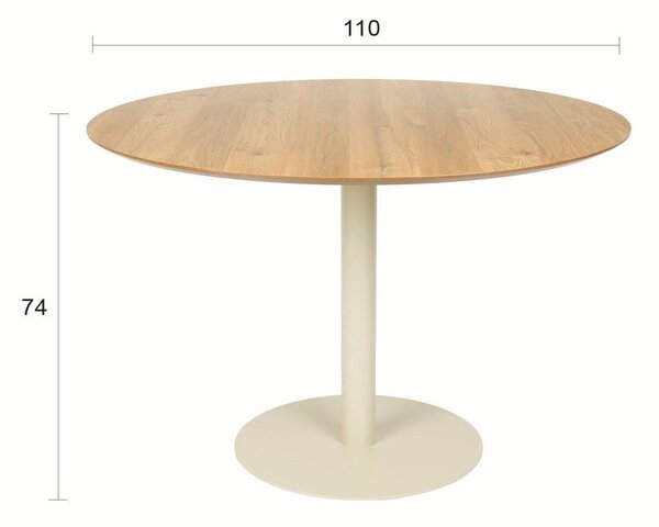Kulatý jídelní stůl s deskou v dubovém dekoru ø 110 cm Steven – White Label