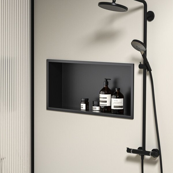 Bathroom shelf 30x60 black matt