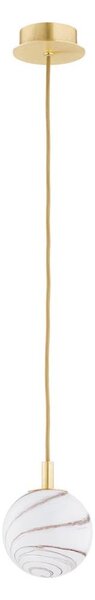 Argon 8450 - Lustr na lanku ALMIROS 1xE14/7W/230V pr. 12 cm alabastr zlatá