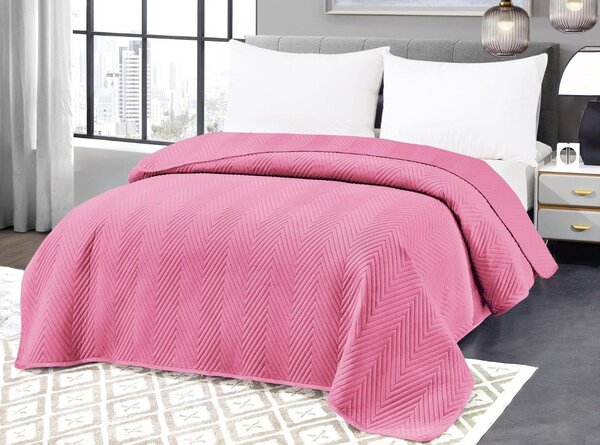 Světle růžový sametový přehoz na postel ARROW VELVET Rozměr: 200 x 220 cm