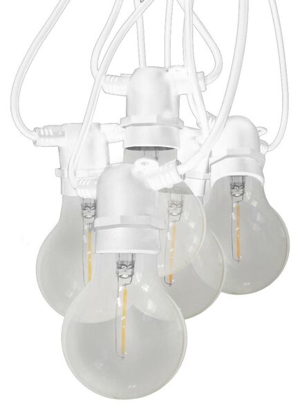 CENTURY LED FIESTA Světelný řetěz BÍLÝ s 10 LED žárovkami ČIRÉ 6W E27 200Lm IP44