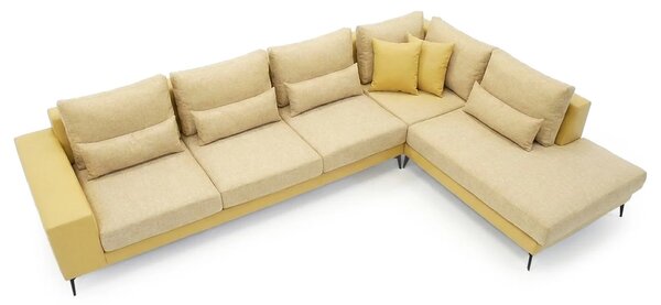 Moderní rohová sedací souprava NICOLE XXL, pravá, béžová (enjoy new lux - 1 beige) / žlutá (enjoy new lux - 11 melon)