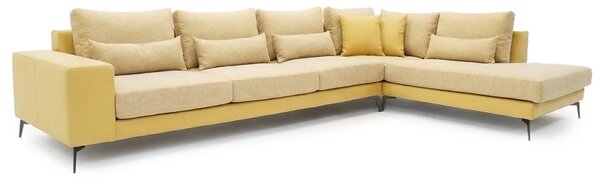 Moderní rohová sedací souprava NICOLE XXL, pravá, béžová (enjoy new lux - 1 beige) / žlutá (enjoy new lux - 11 melon)