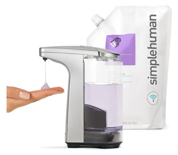 Šedý automatický kovový dávkovač mýdla 237 ml - simplehuman