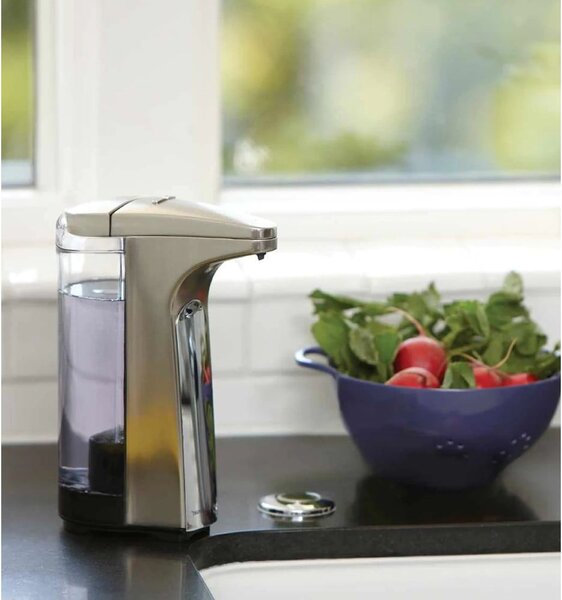 Šedý automatický kovový dávkovač mýdla 237 ml - simplehuman