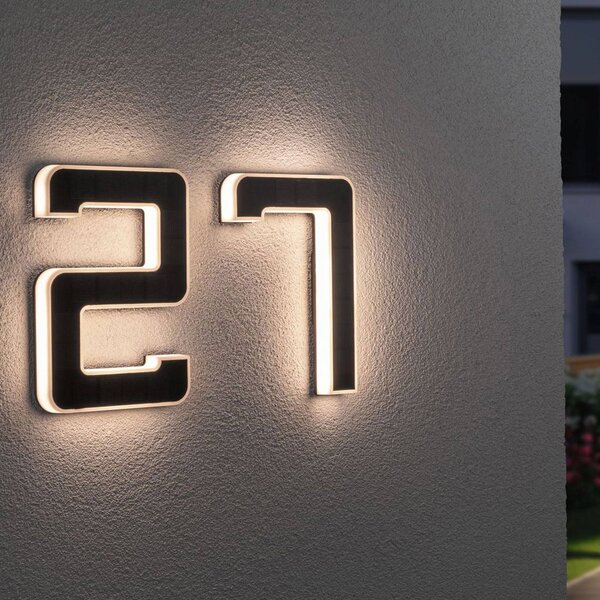 Paulmann LED solární číslo domu 9, Černá, Plast, Moderní