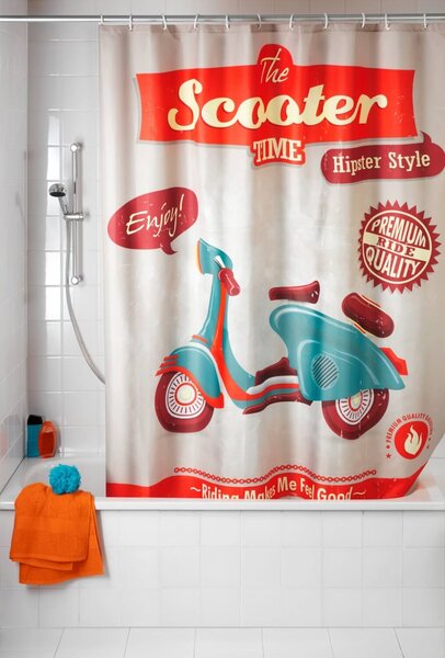 WENKO Sprchový závěs VINTAGE SCOOTER oranžový x180x200 cm