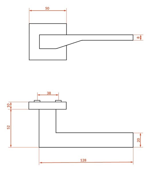 Kuchinox Areus, klika pro interiérové ​​dveře, satén, LAV-KRE_300A