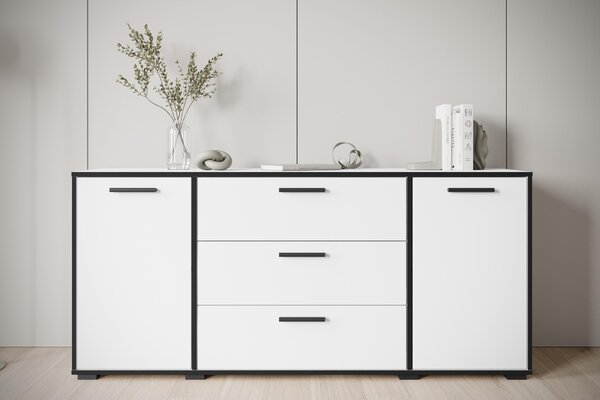 MINIO Komoda TOGA, 150 cm, obývací pokoj, komoda - bílá / černá