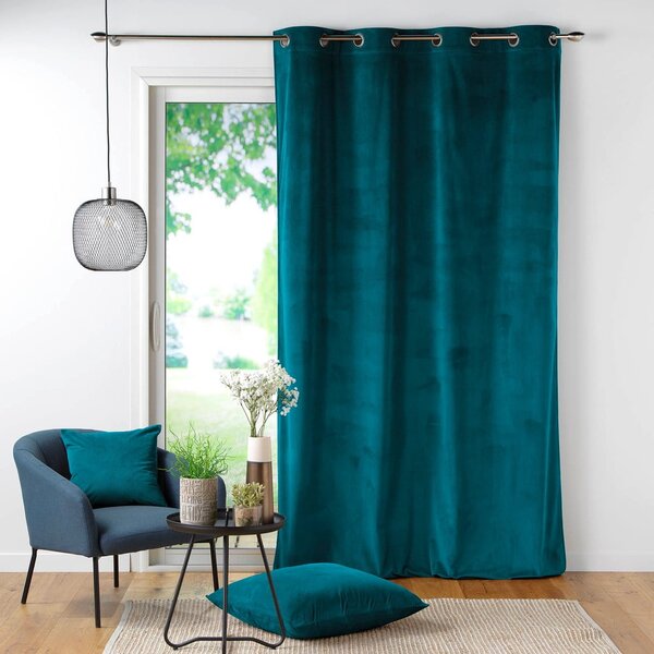 Modrý manšestrový závěs 140x260 cm Casual – douceur d'intérieur