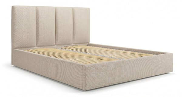 Béžová čalouněná dvoulůžková postel s úložným prostorem s roštem 180x200 cm Juniper – Mazzini Beds