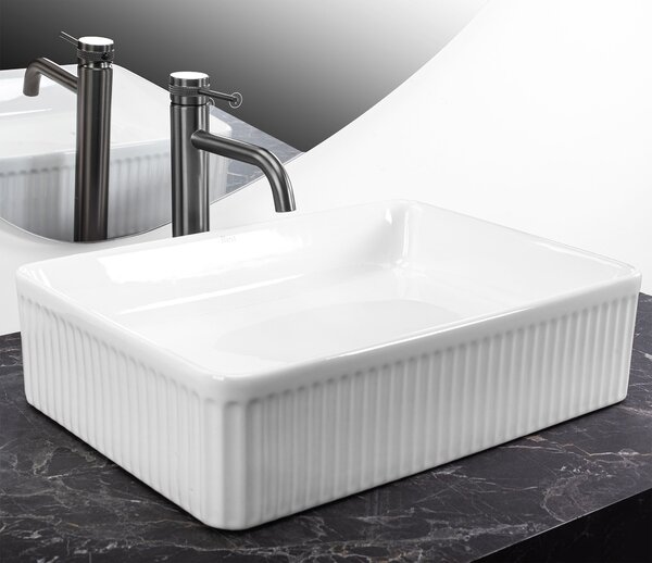 Rea Fiorella, umyvadlo na desku 505x345x130mm, bílá lesklá, REA-U6621
