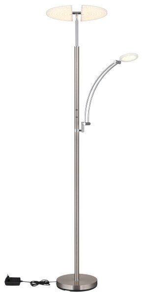 Globo 58909N - LED Stmívatelná stojací lampa TIRANA 40W/230V + 5,5W matný chrom