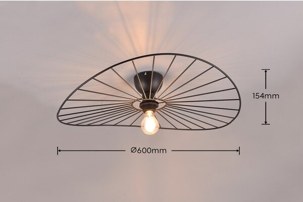 Matně černé stropní svítidlo ø 60 cm Chapeau – Reality
