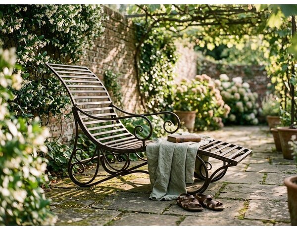 Tmavě hnědé kovové zahradní lehátko Kuwa – Garden Pleasure