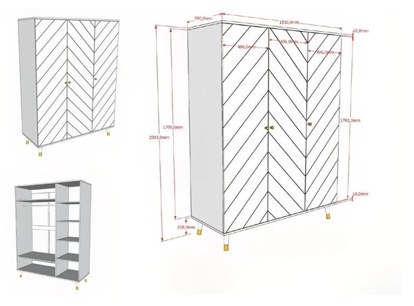 Bílá dětská šatní skříň 150x200 cm BILLY – Vipack