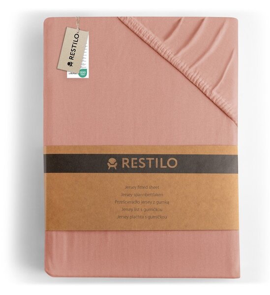 Napínací prostěradlo broskvové jersey 240x220 cm Amber – Restilo
